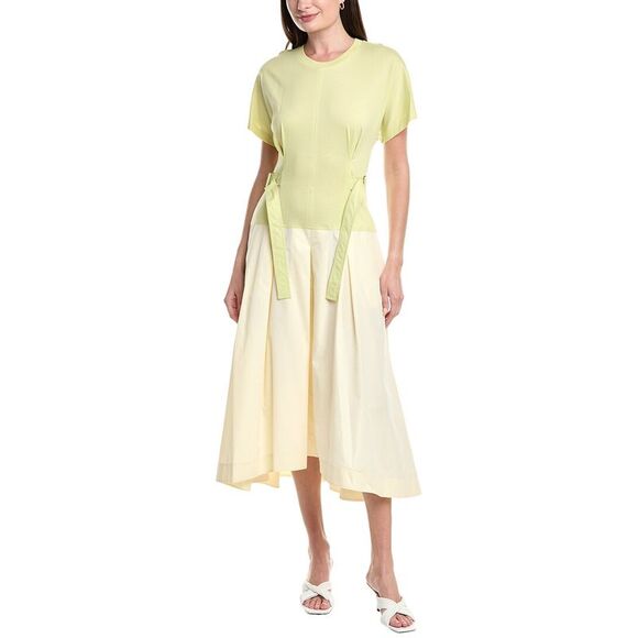 3.1 Phillip Lim Womens  Poplin Midi Dress, Yellow - Picture 1 of 3